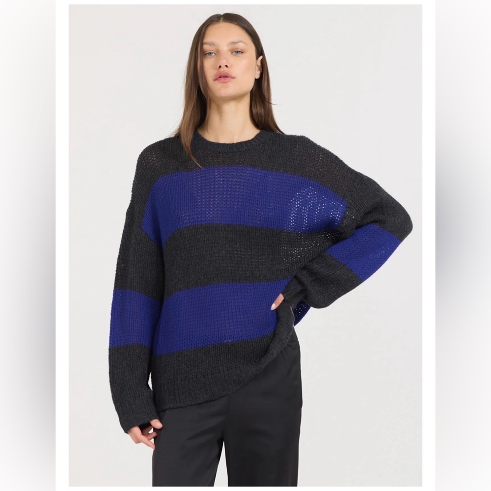 One Grey Day Hawley Cashmere Pullover Asphalt Combo Sweater Size S